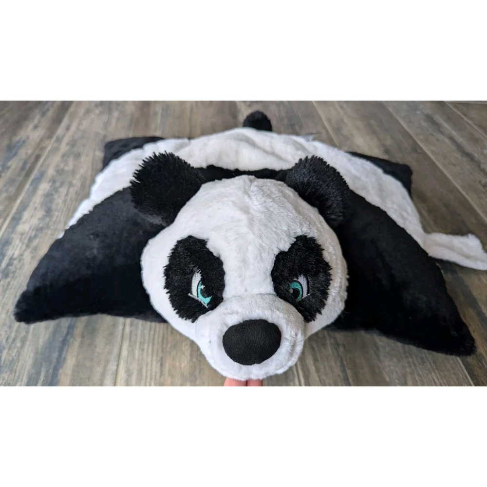 🐼 Rare Disney Parks Panda Bear Pillow Pet Black And White Blue Eyes Cartoon